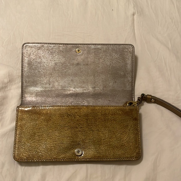 Coach Gold Metallic Wristlet - Large Size - Picture 3 of 5